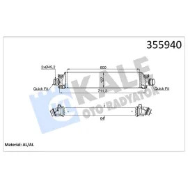 INTERCOOLER CHEVROLET AVEO 1.4 1.4TURBO 11 64MM AL/BRZ 600X127X64