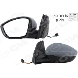 DIŞ DİKİZ AYNASI SOL ELEKTRİKLİ ISITMALI SİNYALLİ KATLANIR ASTARLI KONVEKS 208 19- CORSA F 19- 10H8P