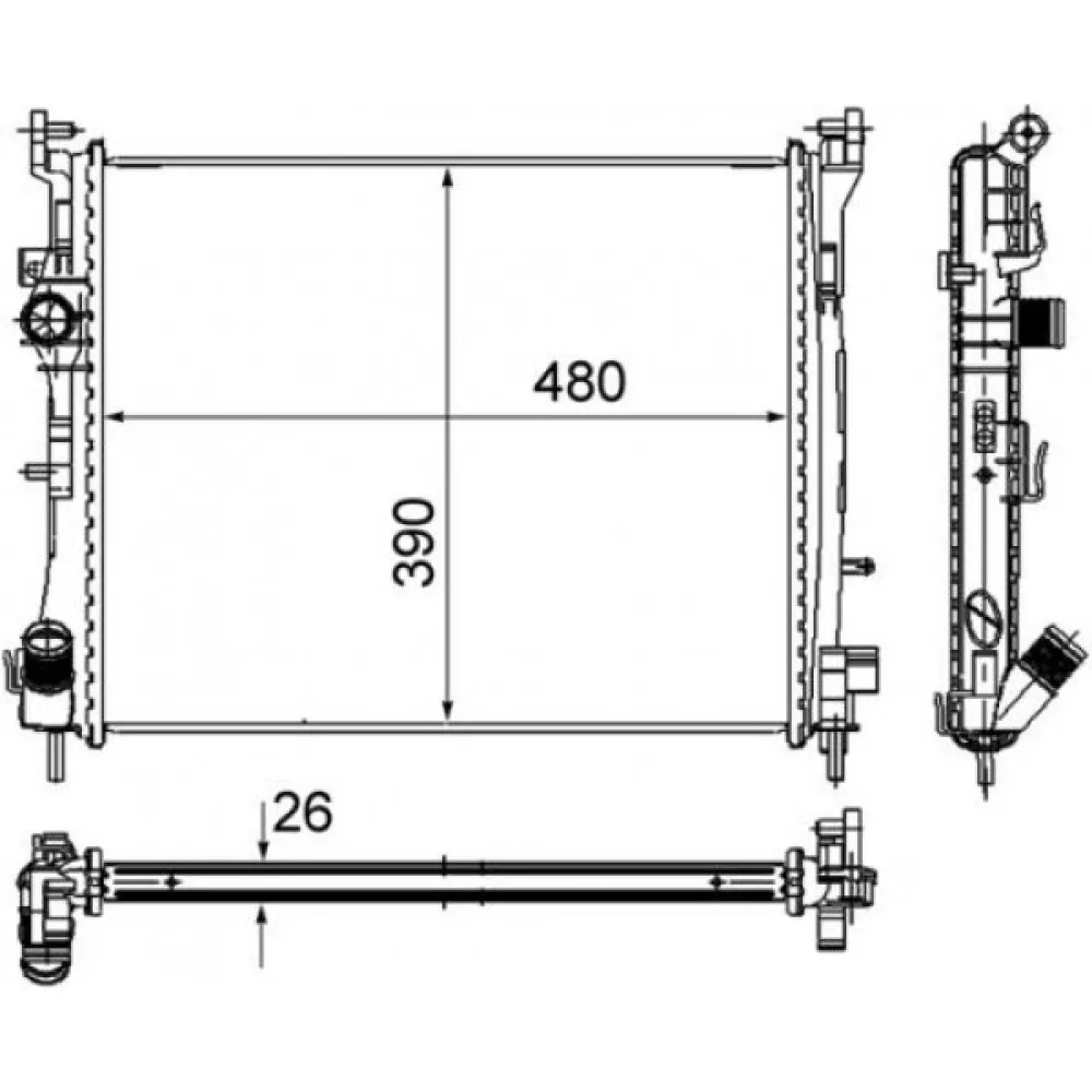 8Mk376748-751 Radyatör Clio Ii-Symbol Ii 1.5Dci Ac Mek 480X390X26