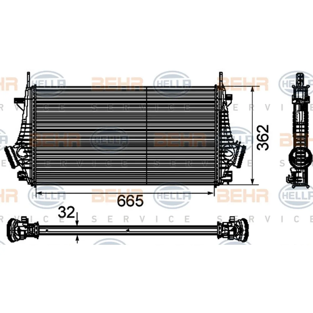 8ML376746-481 TURBO RADYATÖRÜ INTERCOOLER INSIGNIA 1.6T-2.0T-2.8 V6-2.0 CDTİ 08 665x362x32