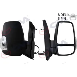DIŞ DİKİZ AYNASI SAĞ TRANSIT 14 ELEKTRİKLİ ISITMALI BEYAZ SİNYALLİ DESENLİ KONVEKS 6 FİŞ VM-6329EHR
