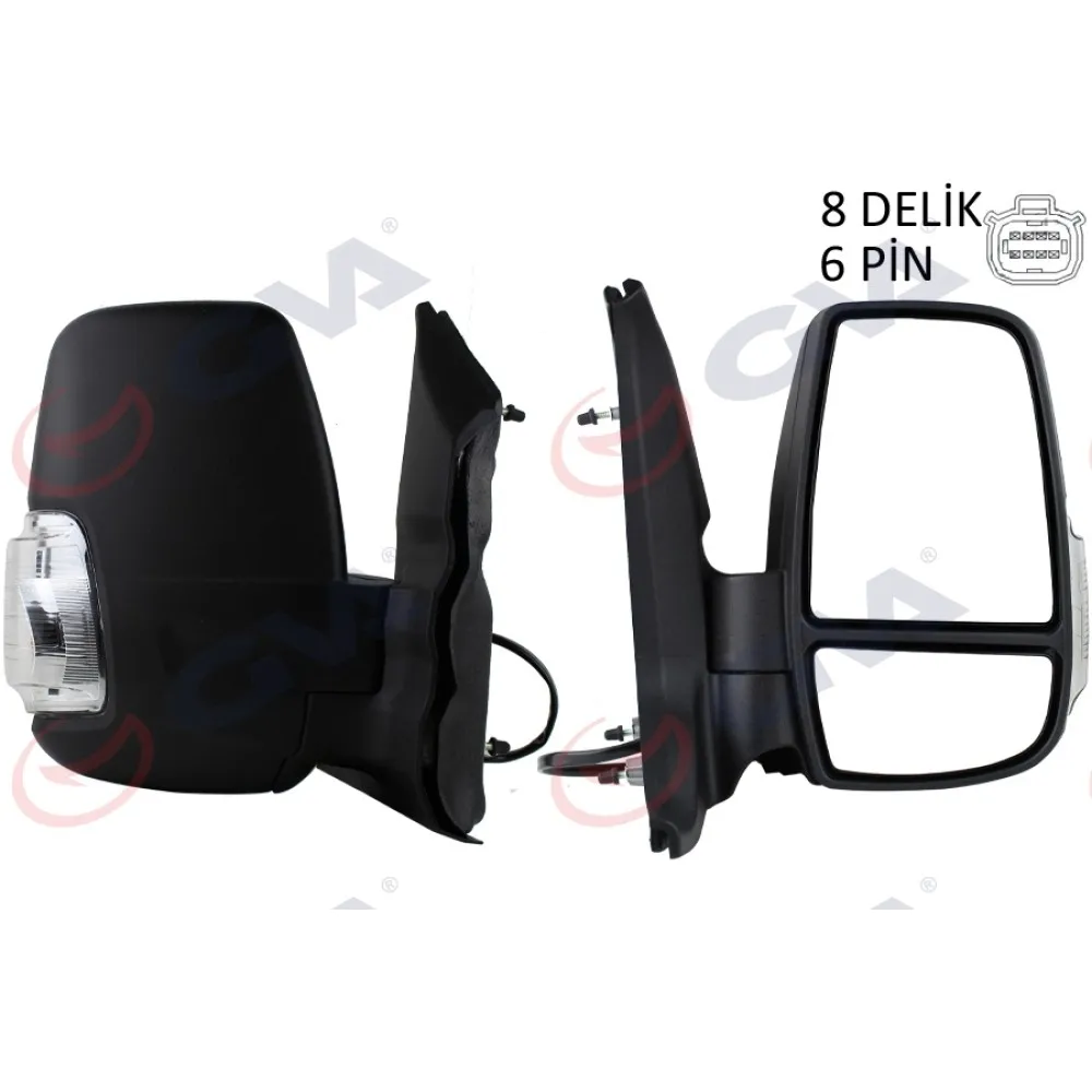 Diş Dikiz Aynasi Sağ Transit 14 Elektrikli Isitmali Beyaz Sinyalli Desenli Konveks 6 Fiş Vm-6329Ehr