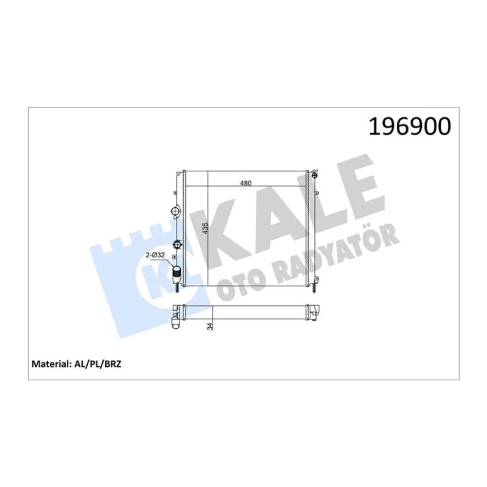 Radyatör Kng 97 1.9D Klimasiz Mek 479X442X34 1 Sira Alb Sistem
