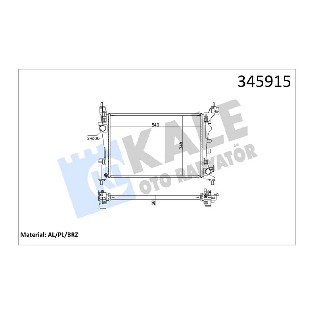 Radyatör Grande Punto 1.2-1.4 1.4 16V 05 Ac Klimali Mek Otom 540X377.5X23 Al/pl/brz