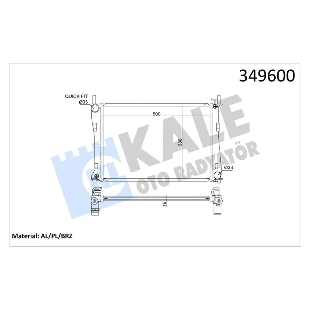 Radyatör Fiesta Fusion 1.4-1.6 Benzinli 500X358X16 02-06 Al-Pl-Brz