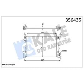 RADYATÖR FIAT GRANDE PUNTO-PUNTO-FIORINO-QUBO 1.2 1.4 1.4 16V 05 MT AC/NAC 24MM AL/MKNK 540X378X24