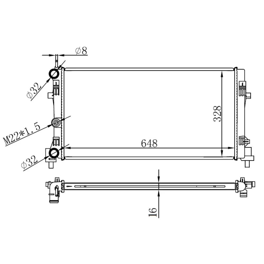 Radyatör Brazing A1-Ibiza V-Polo 1.2-1.4-1.6 09 Ac Klimasiz Mek 648X326X16
