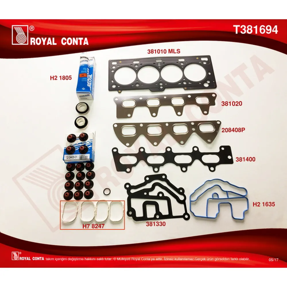 ÜST TAKIM CONTA REINZ KEÇE SUBAP LASTİK MGN II-CLIO III-SCENIC II-III 1.6 16V K4M 110-112-113 HP