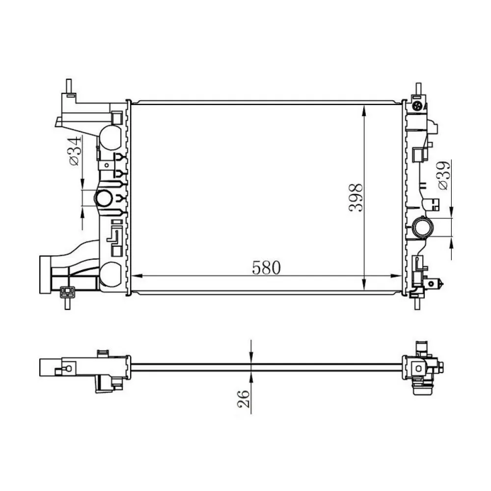 Radyatör Brazing Manuel Astra J 09 1.4-1.6 Mek Ac Klimasiz 580X398X16
