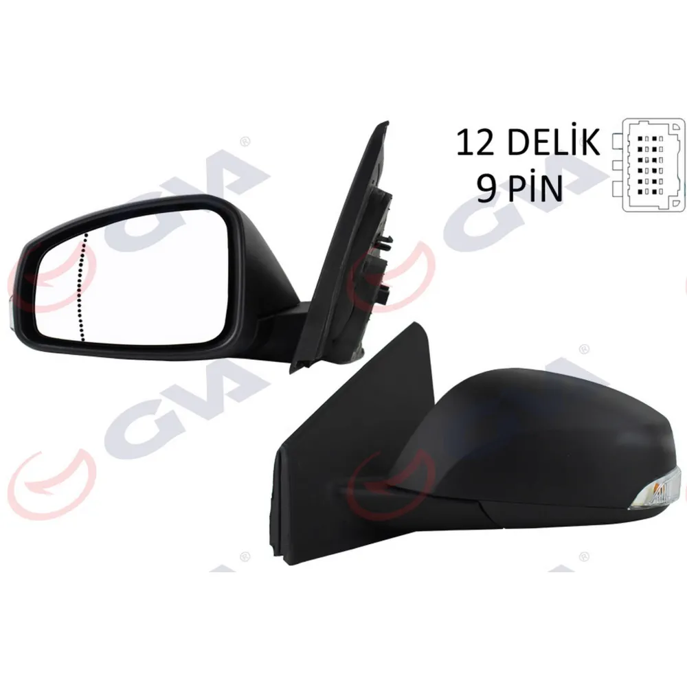 DIŞ DİKİZ AYNASI SOL MEGANE-FLUENCE 08 ELEKTRİKLİ ISITMALI SİNYALLİ SENSÖRLÜ ASFERİK 9 FİŞ VM-6138EHSAL