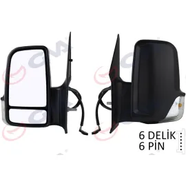 DIŞ DİKİZ AYNASI SOL CRAFTER 06 SPRINTER 06 ELEKTRİKLİ ISITMALI SİNYALLİ ÇİFT CAM KONVEKS 6 FİŞ VM-379EHL