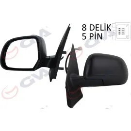 Diş Dikiz Aynasi Sol Dokker-Lodgy 12 Elektrikli Isitmali Sensörlü Konveks 5 Fiş Vm-6803Ehl