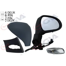 Diş Dikiz Aynasi Sağ 308 07 Elektrikli Isitmali Sinyalli Astarli Konvenks Vm-6308Ehpl