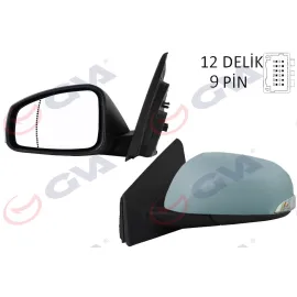 DIŞ DİKİZ AYNASI SOL MEGANE-FLUENCE 08 ELEKTRİKLİ ISITMALI SİNYALLİ SENSÖRLÜ ISITMALI ASTARLI ASFERİK 9 FİŞ VM-6138EHPSAL