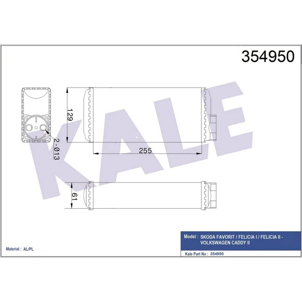 KALORİFER SKODA FAVORIT-FELICIA I-FELICIA II-VOLKSWAGEN CADDY II
