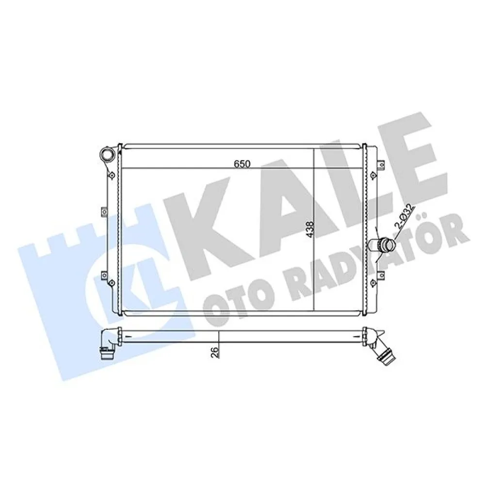 Radyatör Golf V-Vi-Jetta Iii-Passat-Touran 2.0Tdi Ac Klimasiz Mek Otom Al/pl/brz 650X438X26