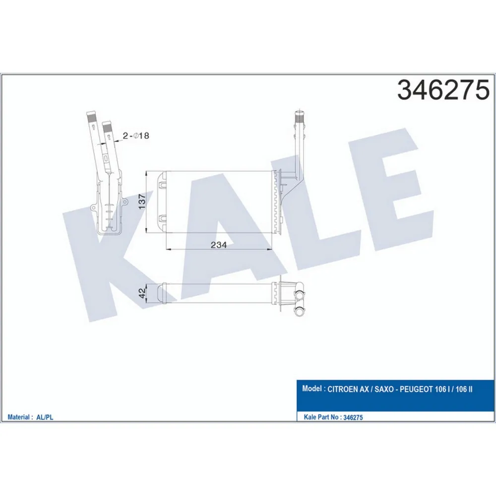 KALORİFER RADYATÖRÜ 106 91-96 SAXO 96-03 AX 91-96 234x138