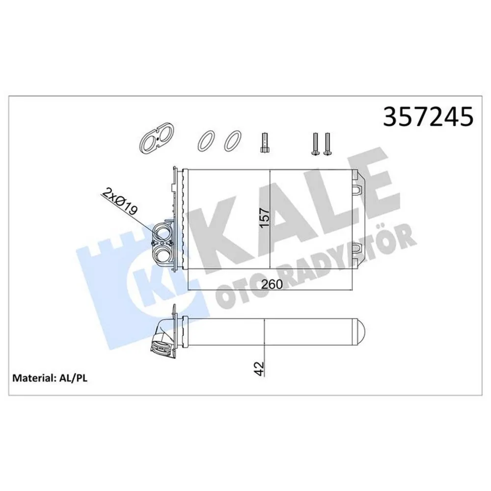 KALORİFER RENAULT TRAFIC II-OPEL VIVARO A-NISSAN PRIMASTAR 1.9/2.0/2.5DCI 01 CONTA İLAVELİ AL/MKNK 260X157X42 93198689