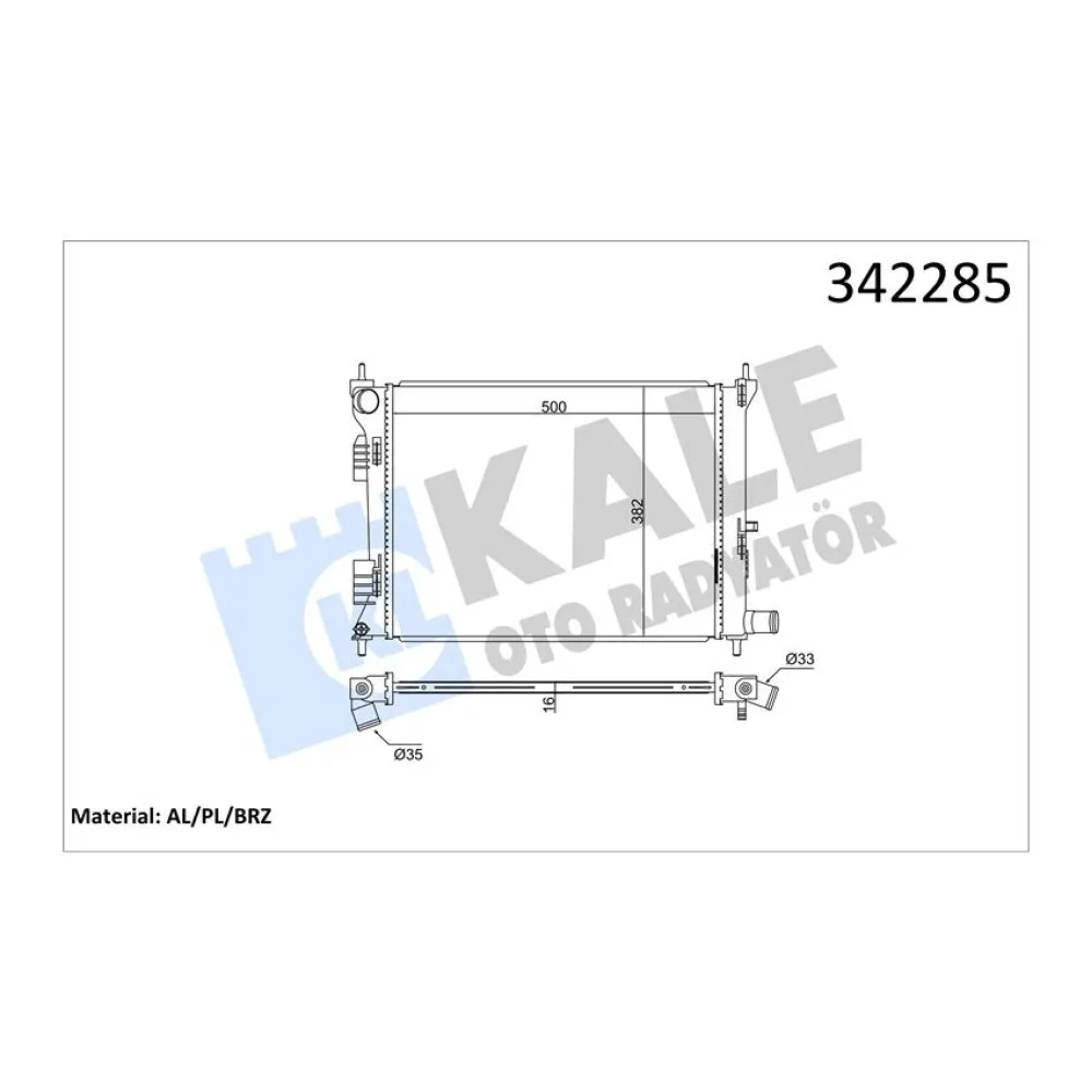 Radyatör Brazing Accent Blue 1.4İ-1.6İ- İ20 1.4İ 500X382X16