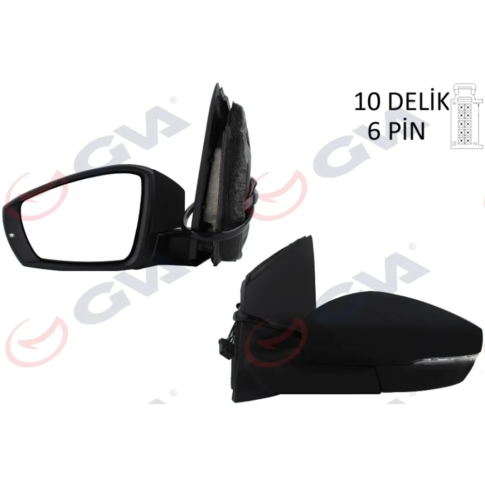 Diş Dikiz Aynasi Sol Polo 09 Elektrikli Isitmali Sinyalli Asferik 6 Fiş Vm-388Nehal