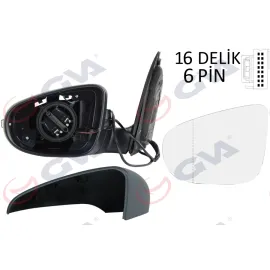 Diş Dikiz Aynasi Sol Golf 09 Elektrikli Isitmali Astarli Sinyalli Asferik 6 Fiş Vm-6197Ehpal