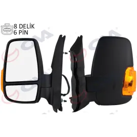 DIŞ DİKİZ AYNASI SOL TRANSIT 14 ELEKTRİKLİ ISITMALI SARI SİNYALLİ DESENLİ KONVEKS 6 FİŞ VM-6329NEHL