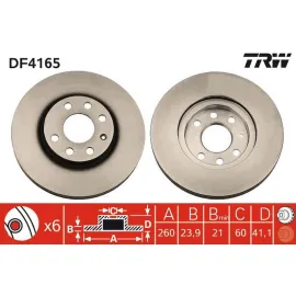 ÖN FREN AYNASI CORSA C Z14 Y17DT 00-03 1.3CDTİ03 COMBO 01-03 1.3CDTİ 04 TIGRA 04 260x23.9x6DL