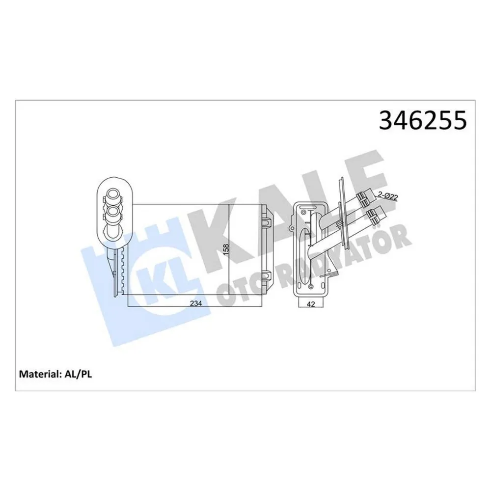 KALORİFER RADYATÖRÜ AL/MKNK VOLKSWAGEN GOLF IV, BORA, BEETLE, AUDI A3, TT, SEAT LEON, TOLEDO, SKODA OCTAVIA 96-07
