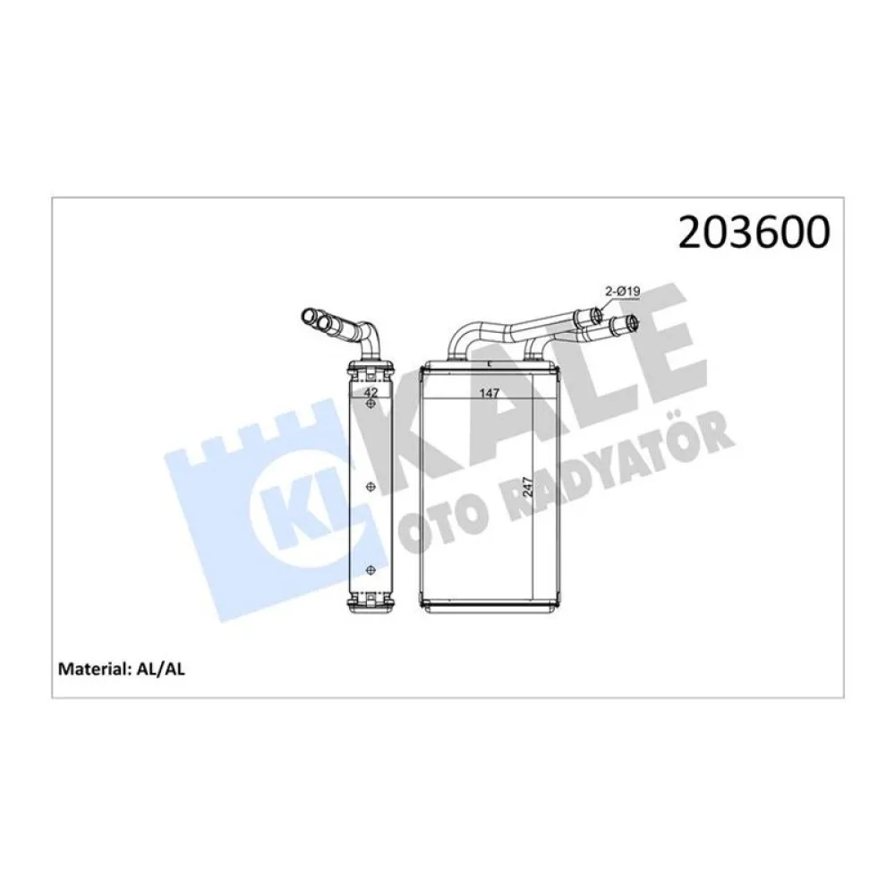 Kalorifer Radyatörü Transit 2.2-2.4-3.2 Lt Klimasiz 247X147X42 2 Sira Alb Sistem