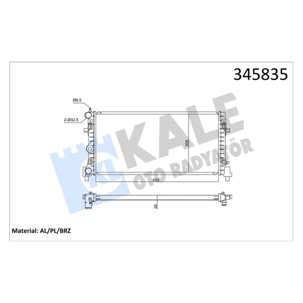 Radyatör Polo 1.2 Tsi-Tdi-1.6 Tdi 09 A1 1.2-1.4Tfsi 10 Ibiza 08 Fabia 10-14 Al/pl/brz