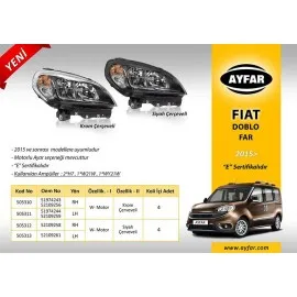 FAR SOL MOTORLU KROM ÇERÇEVELİ FIAT DOBLO 15 -