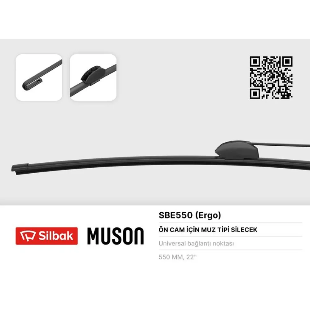 Silecek Süpürgesi [ Muz Tipi 550Mm Universal Kancali Tip ]