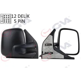 DIŞ DİKİZ AYNASI SAĞ TRANSPORTER T5 CARAVELLE 04 ELEKTRİKLİ ISITMALI ASTARLI KONVEKS 5 FİŞ VM-373EHPR