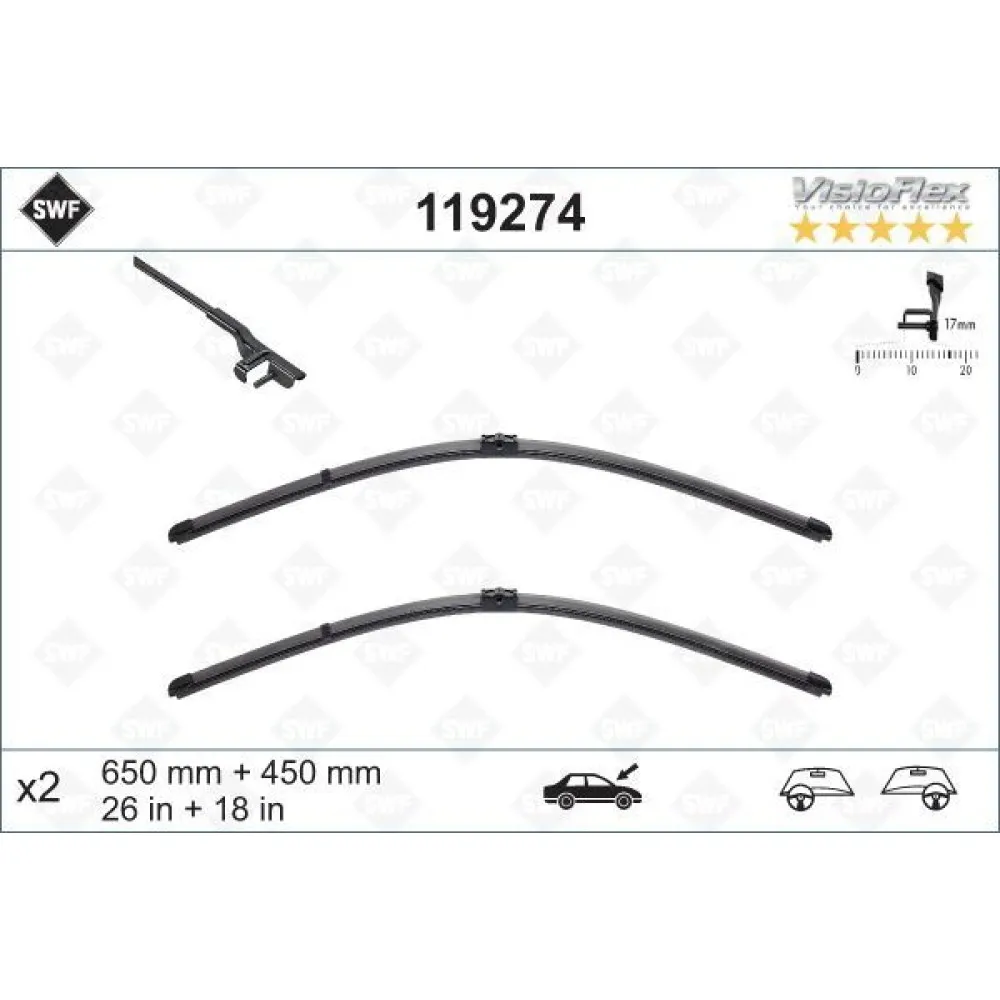Silecek Supurgesi Swf Ruzgarlikli Flat 650Mm-450Mm Bmw F10 F01 F07