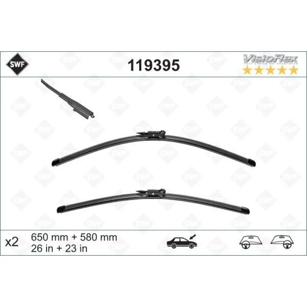 Silecek Supurgesi Takimi 650Mm / 580Mm Mercedes W169 W414 Swf