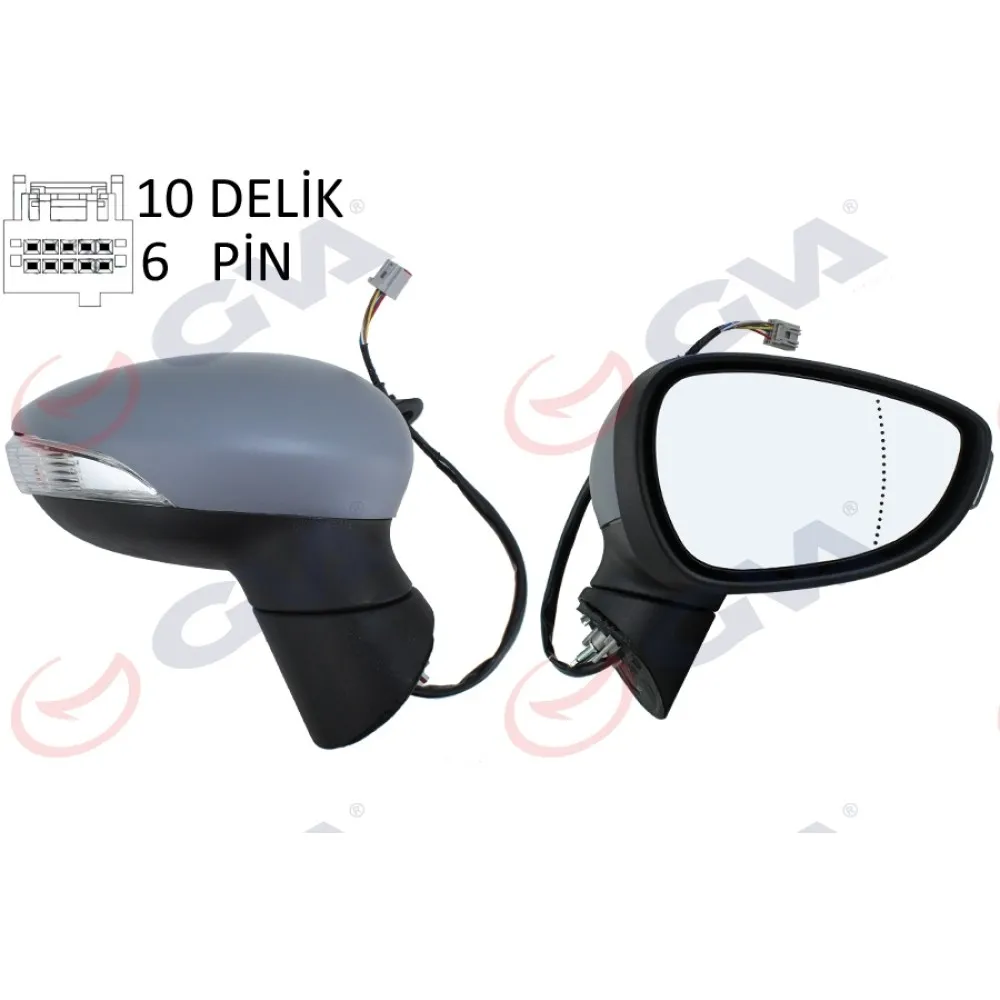 Diş Dikiz Aynasi Sağ Fiesta 12 Elektrikli Isitmali Sinyalli Astarli Asferik 6 Fiş Vm-6326Ehpar