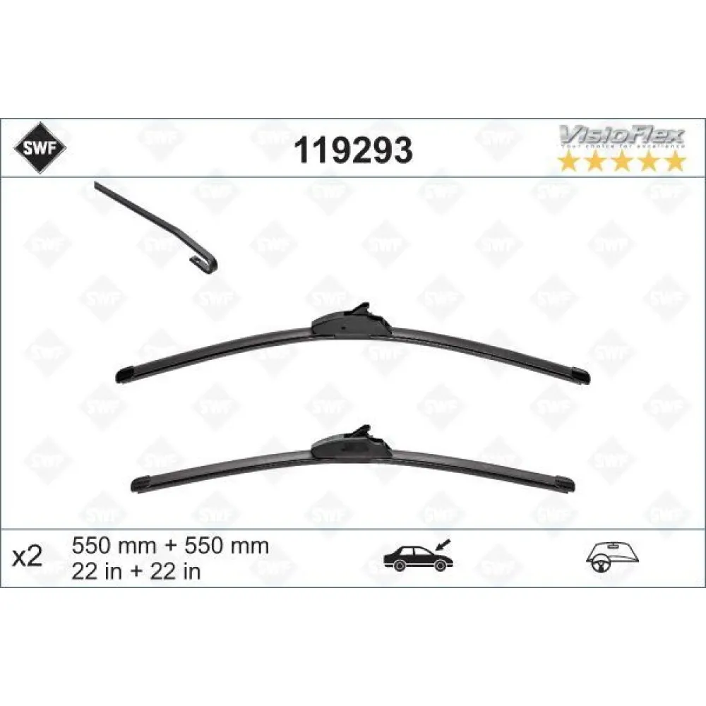 Silecek 55 55 X2 Flatblade-Muz Tipi Landrover Discovery 3 04 Rangerover Sport 05