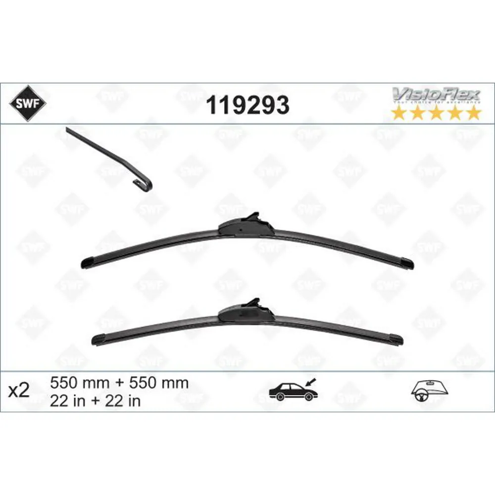 SİLECEK 55 55 X2 FLATBLADE-MUZ TİPİ LANDROVER DISCOVERY 3 04 RANGEROVER SPORT 05