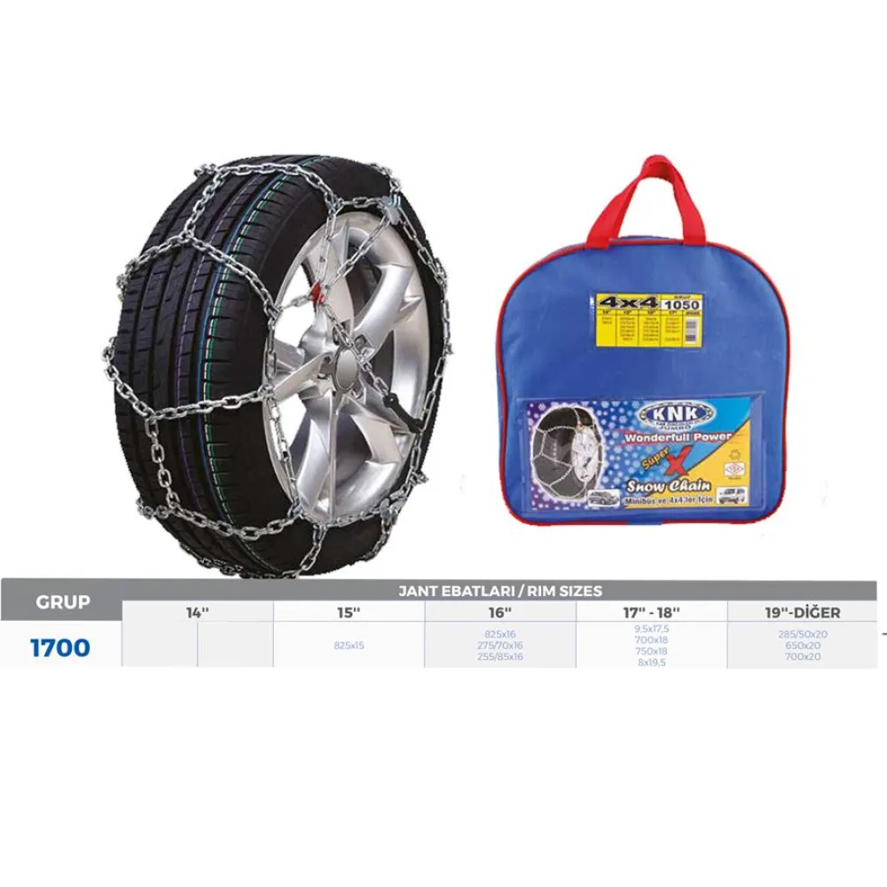 Patinaj Zinciri 4X4 Jeep - Minibüs Ve Hafif Tic.araç 15-16-17-18-19 Jant Zincir Ebatlari İçin Resime Bakiniz