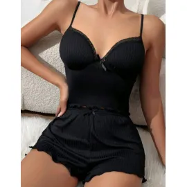 kadın siyah şortlu gecelik takım 2141