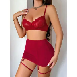 Kadın Bordo Etek Fantezi Jartiyer Sexy Gecelik Takım 2151