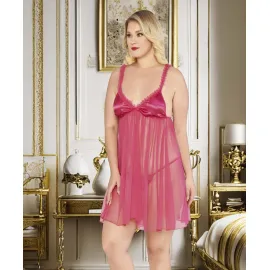  Kadın Fujya Fantezi Gecelik Tül Göğüs Fır Fır det..