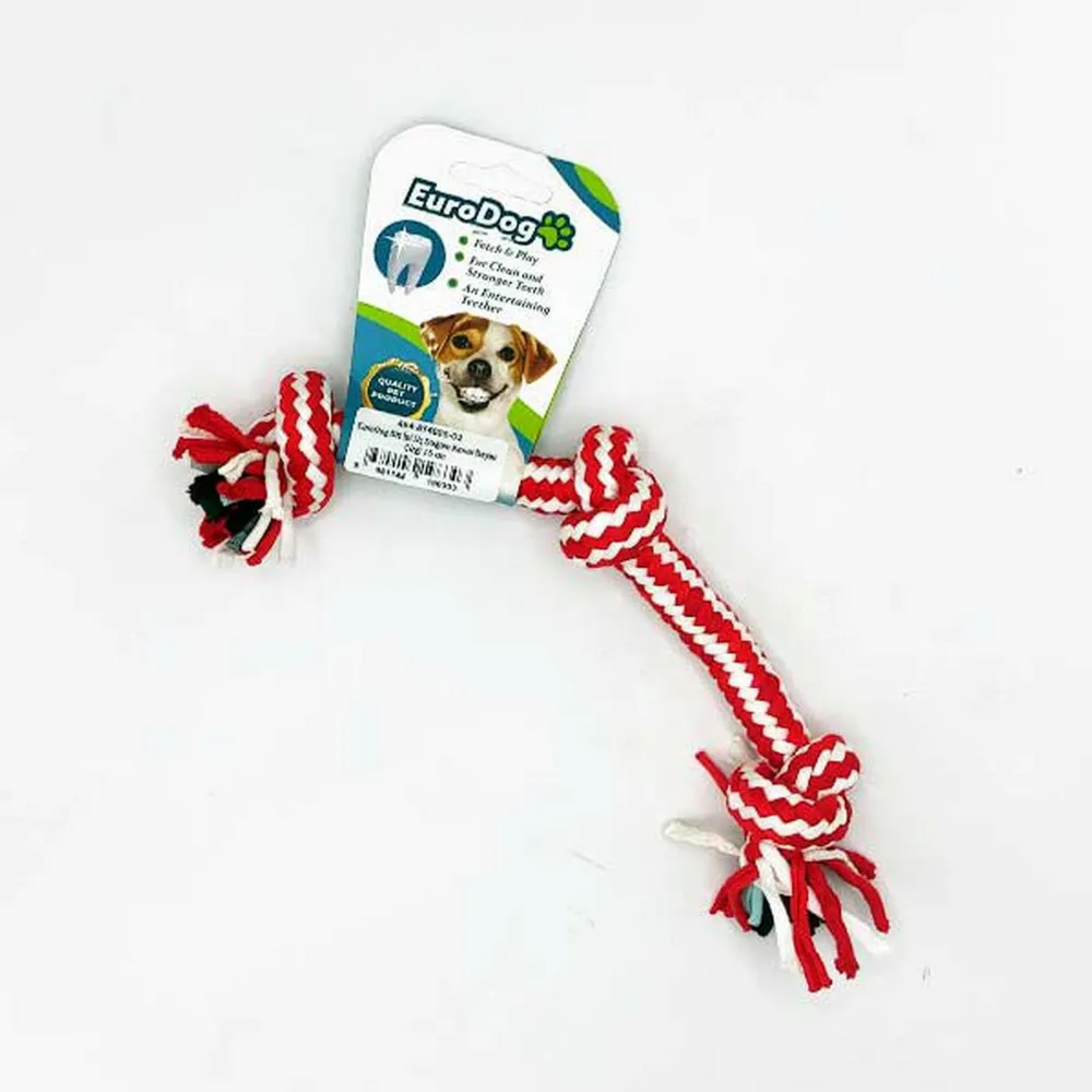 Eurodog Diş İpi Üç Düğüm Kımızı Beyaz Çizgi 15 Cm