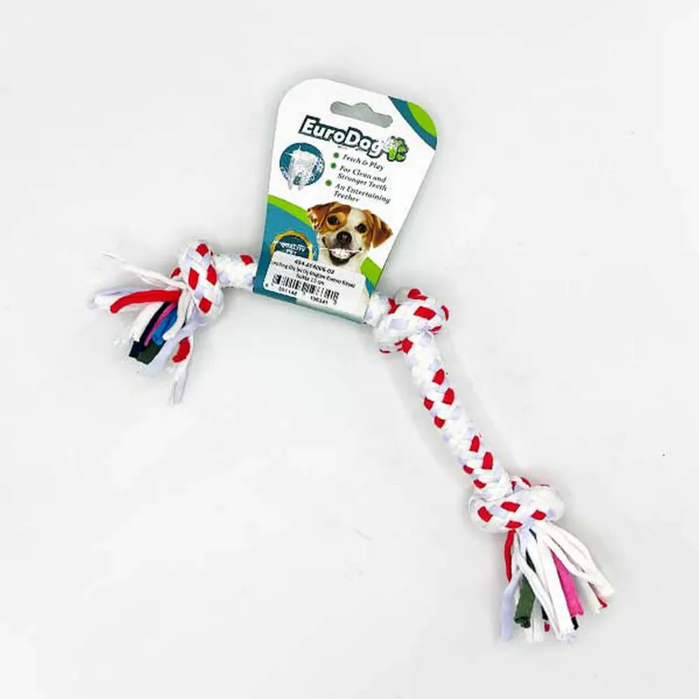 Eurodog Diş İpi Üç Düğüm Kırmızı Beyaz Nokta 15 Cm
