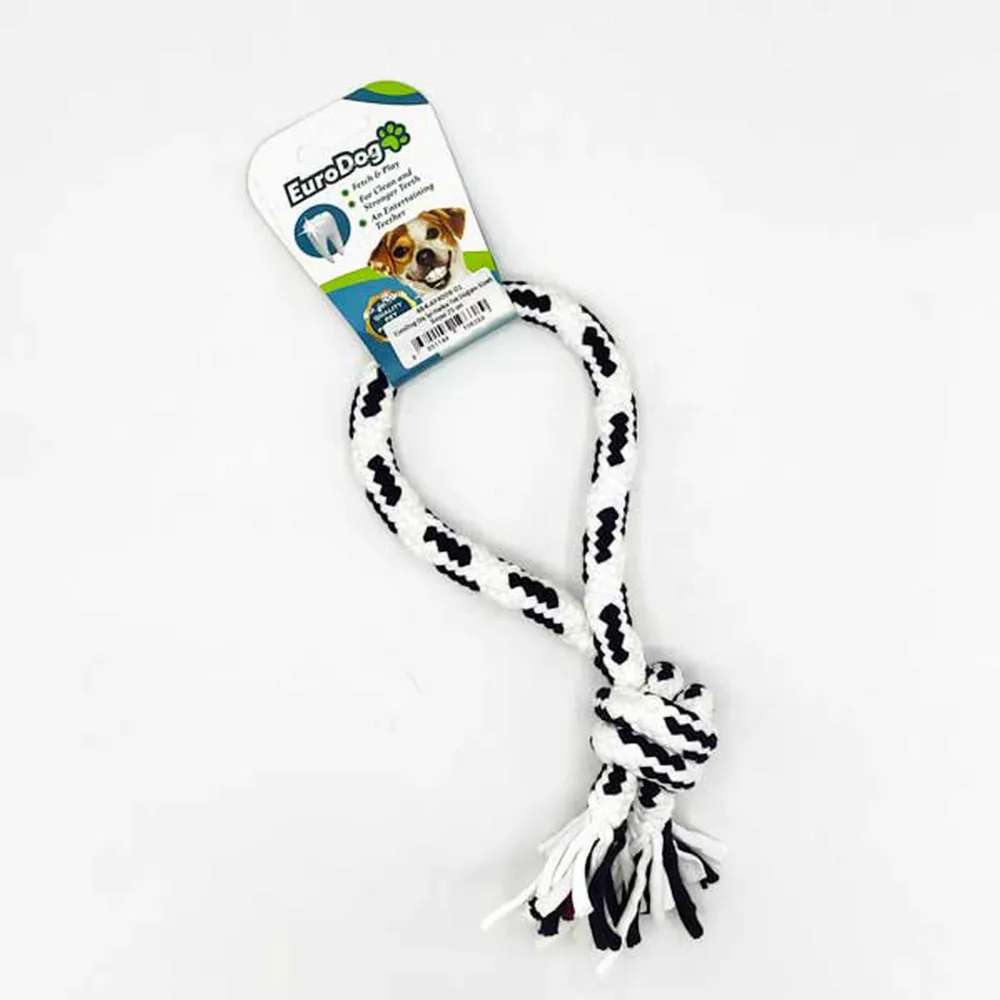 EuroDog Diş İpi Halka Tek Düğüm Siyah Beyaz 25 cm