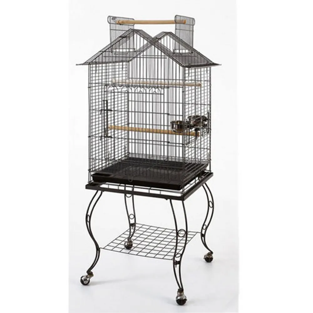 Sehpalı Papağan Kafesi (51x51x139) Siyah Dövme