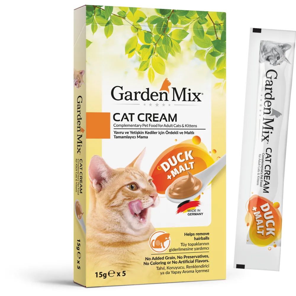 GARDEN MIX KEDI KREMASI ÖRDEK+MALT 5 X 15 GR X 3 ADET