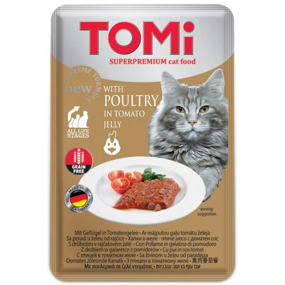 Tomi Kedi Kümes Hayvanı Ve Domates Tahılsız Pouch Mama 100Gr (Pate)