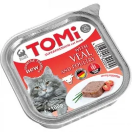 Tomi Kedi Dana Etli Ve Kümes Hayvanlı Alüminyum Yaş Mama 100gr (pate)