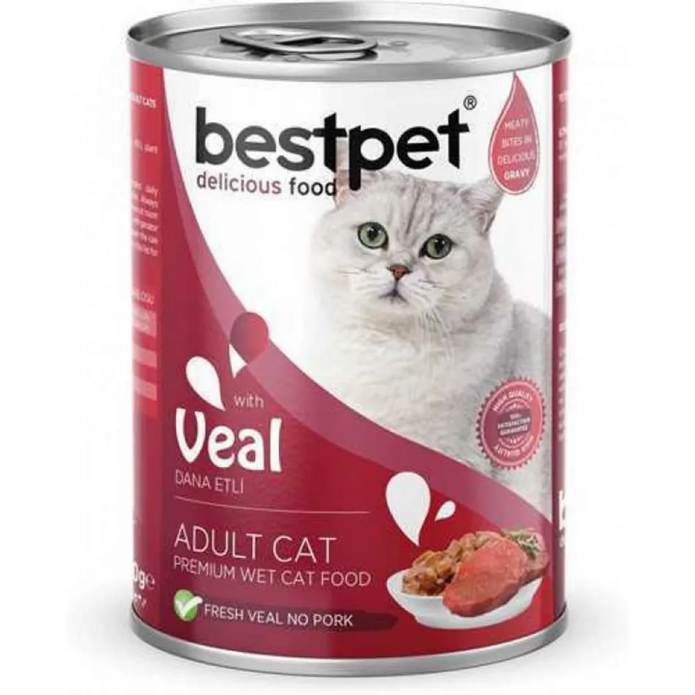 Bestpet 400 gr X 12 ADET  Yetişkin Kediler İçin, Taze Geyik Parça Etli Ve Soslu Yaş Mama 